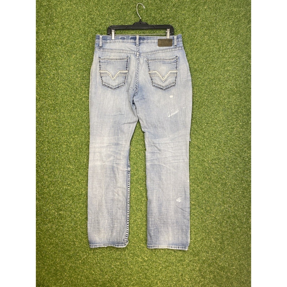 Bke Buckle Jeans Mens 36L 36x32 Straight Leg Distressed Ripped Thick Stitch